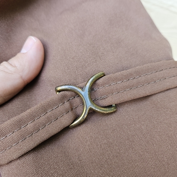 vintage brown double breasted coat with faux fur trim SEE MEASUREMENTS M/L - Picture 3 of 8